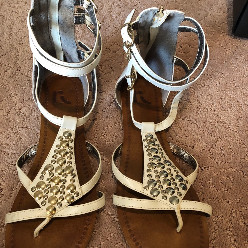 White bejeweled sandals